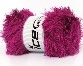 Hilo de pestañas rosa fucsia oscuro 83886 Ice Yarns Poliéster voluminoso 100 gramos 164 yardas Nuevo color