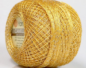 Bright Gold Silver Metallic Braid Thread Cross Stitch 20 gram 207 yards YarnArt Camellia C22 52252 Fine Metallic Embellishment Thread