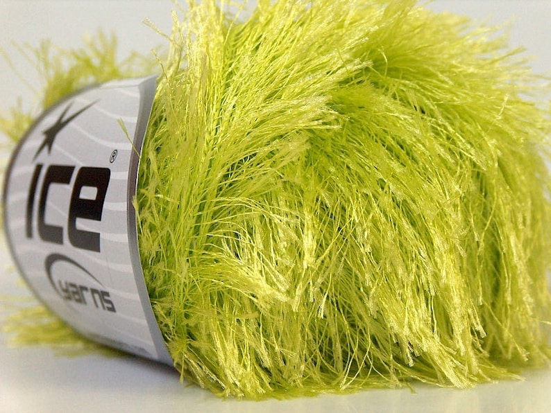 Light Spring Green Eyelash Yarn Ice Light Green Fun Fur 22783 Etsy