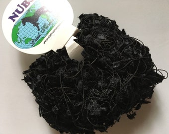 Black Butterfly Yarn - Dark Horse Nubs #131 Jet Black Flag Ribbon Poly 20gr 71yd