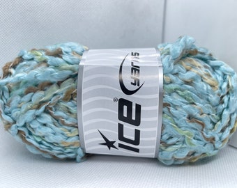 Lake Shore Bulky Yarn 77732 Ice Yarns Blues Greens Tan Yellow Sale Acrylic Nylon Blend 100 grams (3.53 oz) 60 meters (65 yds)