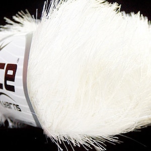 Optical White Eyelash Yarn Ice 22744 - Bright White Fun Fur yarn