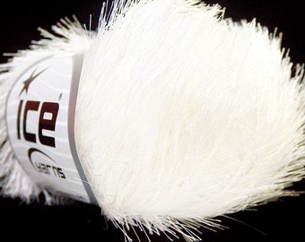 Optical White Eyelash Yarn Ice 22744 - Bright White Fun Fur-garen