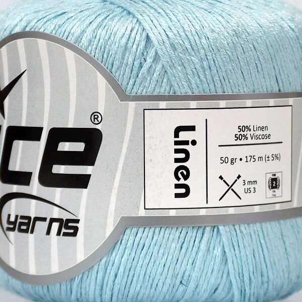 Fil de mélange de viscose et lin bleu clair 33230 Ice Yarns Fine, Sport Poids 1,76 onces (50 grammes) 191 verges (175 mètres)