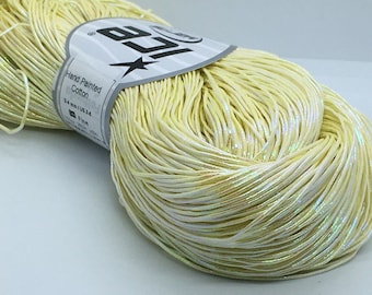 Zitrone Meringue Gelb Metallic Handgemaltes Baumwollgarn Ice 67050 - 100gr / 3.53 Unzen 306yds Fibre Halsketten & Abendkleidung oder Kumihimo
