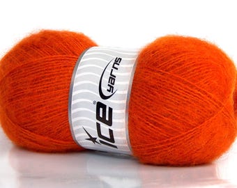 Mohair Superstar Orange 77026 Ice Yarns 50/50 Mohair Acryl Sport Gewicht Garn 100 gramm 481 Meter
