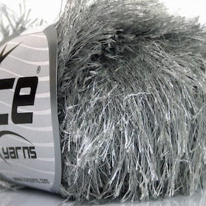 Silver Grey Eyelash Yarn Ice Solid Gray Fun Fur 22794-50635 - 50 Gram