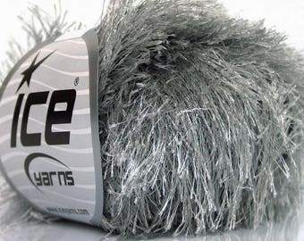 Silver Grey Eyelash Yarn Ice Solid Gray Fun Fur 22794-50635 - 50 Gram