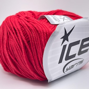 Red Baby Cotton 72887 Ice Yarns 100% Giza Cotton DK Weight Yarn 50gr 114yds Machine Washable