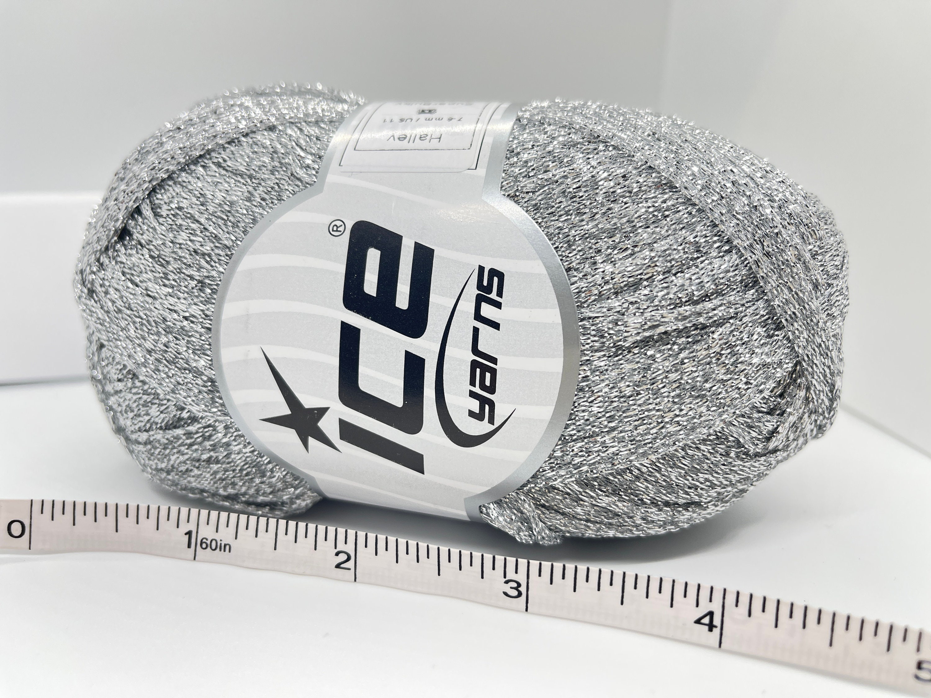 Halley Silver 80549 Ice Yarns Metallic Lurex Glitter Tape Ribbon Yarn ...