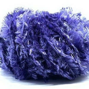 Purple Short Eyelash Yarn - Ice 71121 Feathery Boa-Style Bulky 50gr 54yds