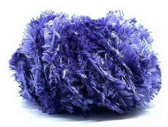 Purple Short Eyelash Yarn Ice 71121 Feathery Boa-style Bulky 50gr