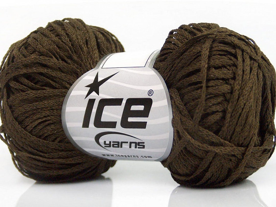 Dark Khaki Violino Skinny Net Ribbon Yarn 56690 Ice Yarns DK Acrylic 50 ...