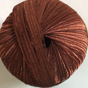 Filati FF Kristha #15 Mahogany Brown Ribbon Yarn - 5/8 inch wide ribbon x 60 yards 50 Gram Ball Sienna Shine