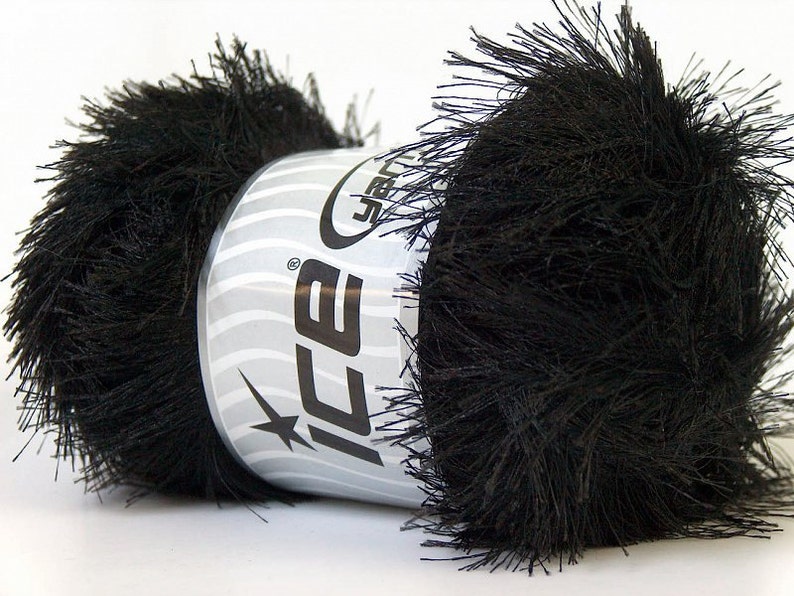 Black Eyelash Yarn Ice 22697 100 Gram Black Fun Fur 164 Yards Etsy