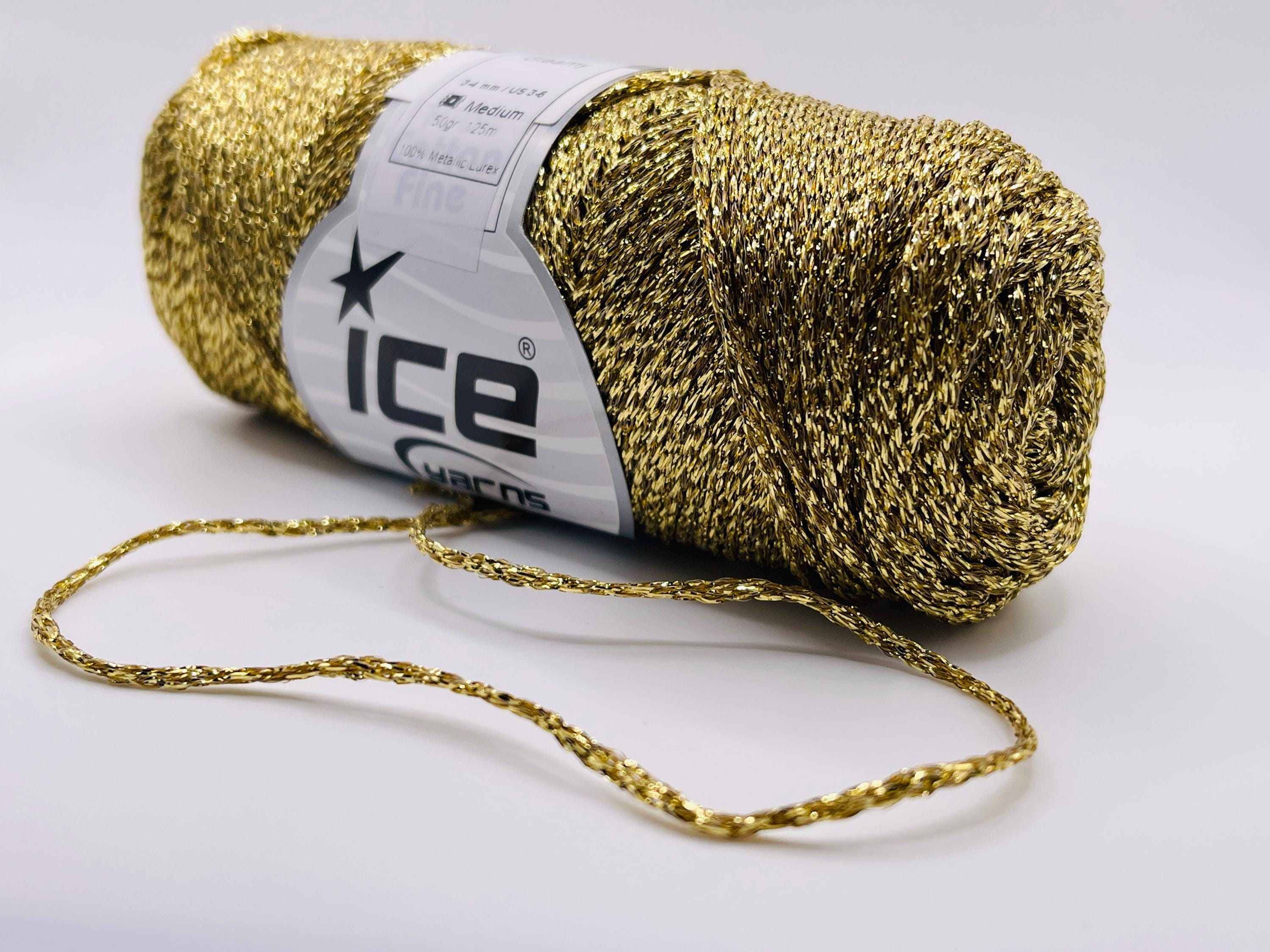 Gleamy Gold 84266 Ice Yarns DK Metallic Braid All Metallic Lurex 50gr ...