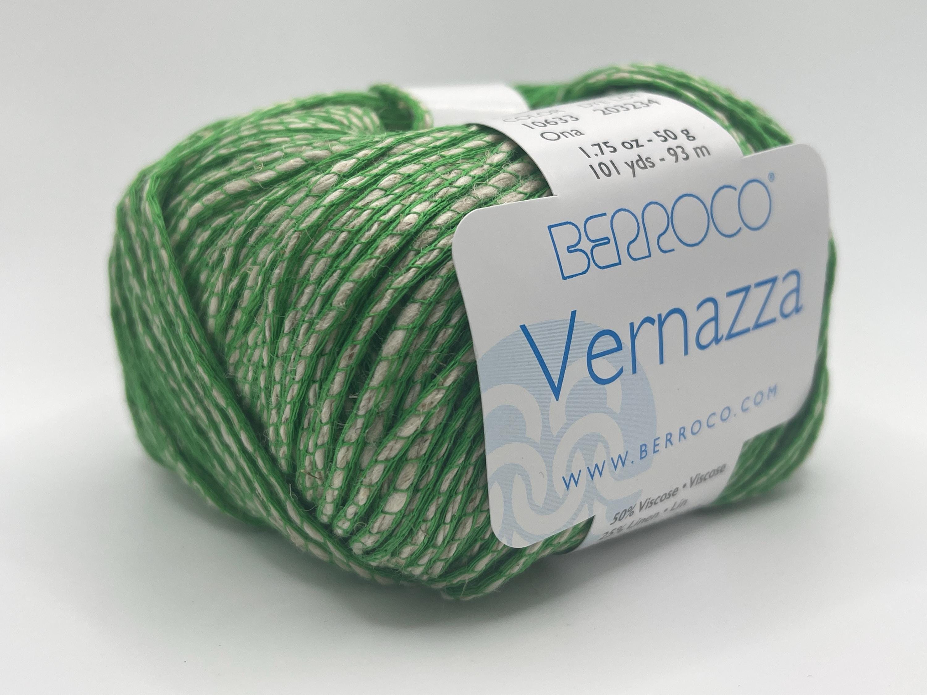 Berroco Vernazza Yarn 10633 Ona - Green, White Worsted Cotton