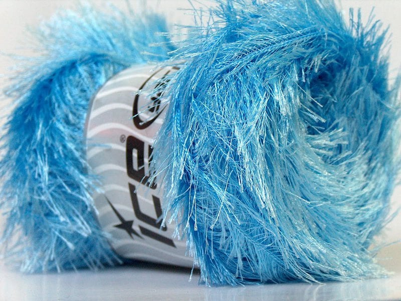 Large 100gram Light Blue Eyelash Yarn Ice Fun Fur 164 Yards 22733 