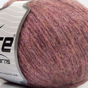 Pink Night Star 67962 Ice Yarns DK Weight Metallic Chainette Wool Blend Yarn 50 Grams (1.75 ounces) 200 meters (218 yards)