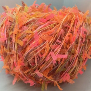 Paper Flag Yarn Neon Fantasy Ice #68802 Pink Orange Chartreuse Mauve - Polyester 50gr 191yds