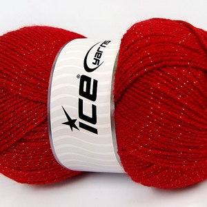 Star Glitz Red 66891 Ice Yarns Metallic Accent Acrylic Yarn, DK Weight 3.53 Ounces (100 Grams) 349 Yards (320 Meters)