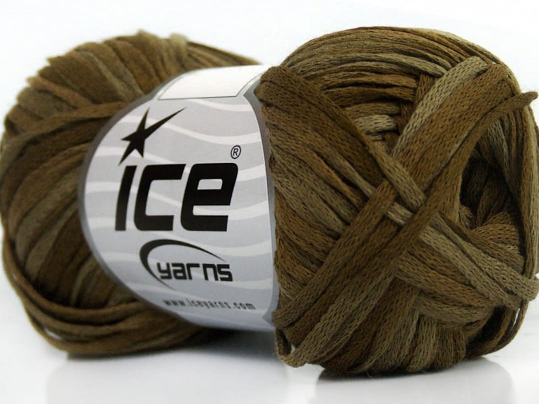 Khaki Brown Violino Skinny Net Ribbon Yarn 39780 Ice Yarns DK Acrylic ...