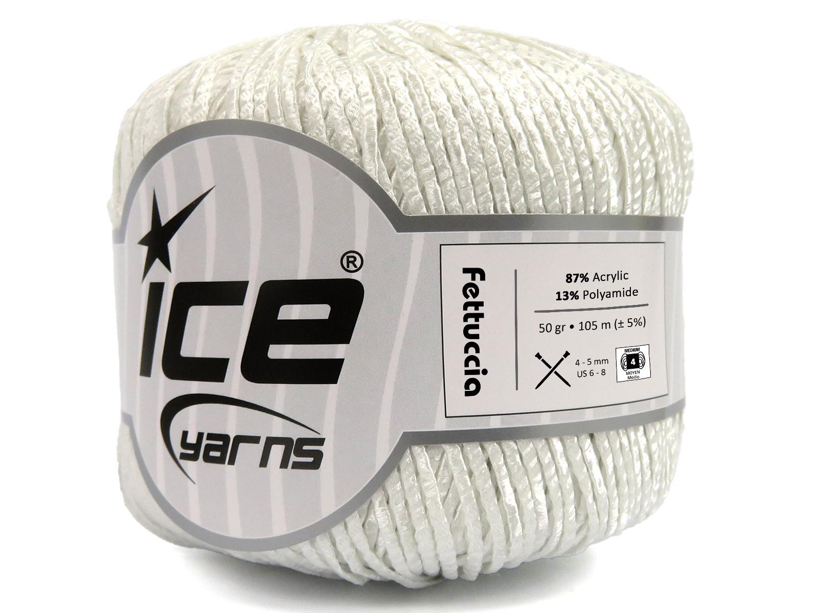 White Fettuccia Skinny Ribbon Yarn 82221 Ice Yarns Acrylic