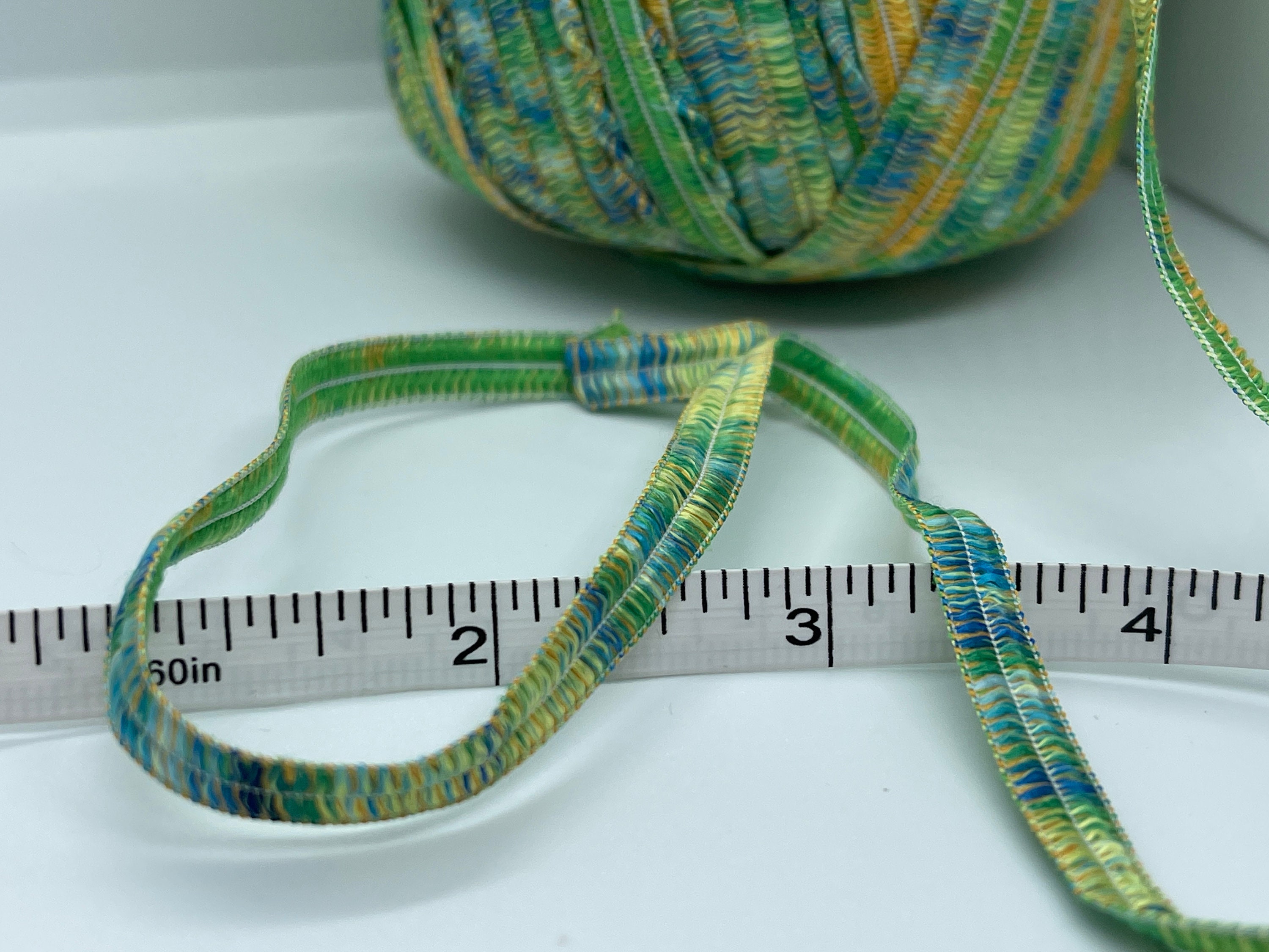 Yarn Mesh Ribbon Namaste Ribbon Yarn 80347 Ice Yarns Blue, Green, Yellow Ribbon ...