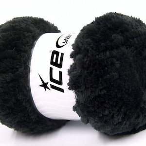 Black Panda Fuzzy Plush Yarn 100 Gram, 87 Yards Ice 58809 Short Eyelash