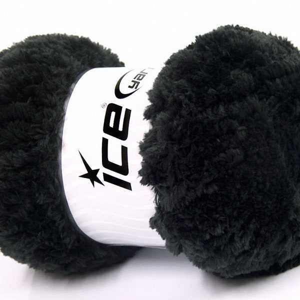 Black Panda Fuzzy Plush Yarn 100 Gram, 87 Yards Ice 58809 Short Eyelash