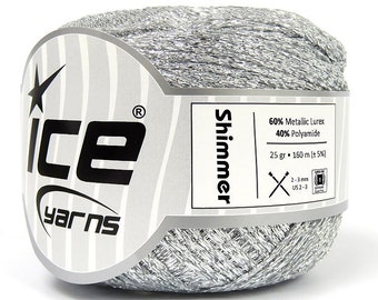 Silver Shimmer Ribbon Floss 80706 Ice Yarns Metallic Braided Flat Ribbon 25gr 174yd Cross Stitch, Needlepoint, Scrap Booking, Card Making