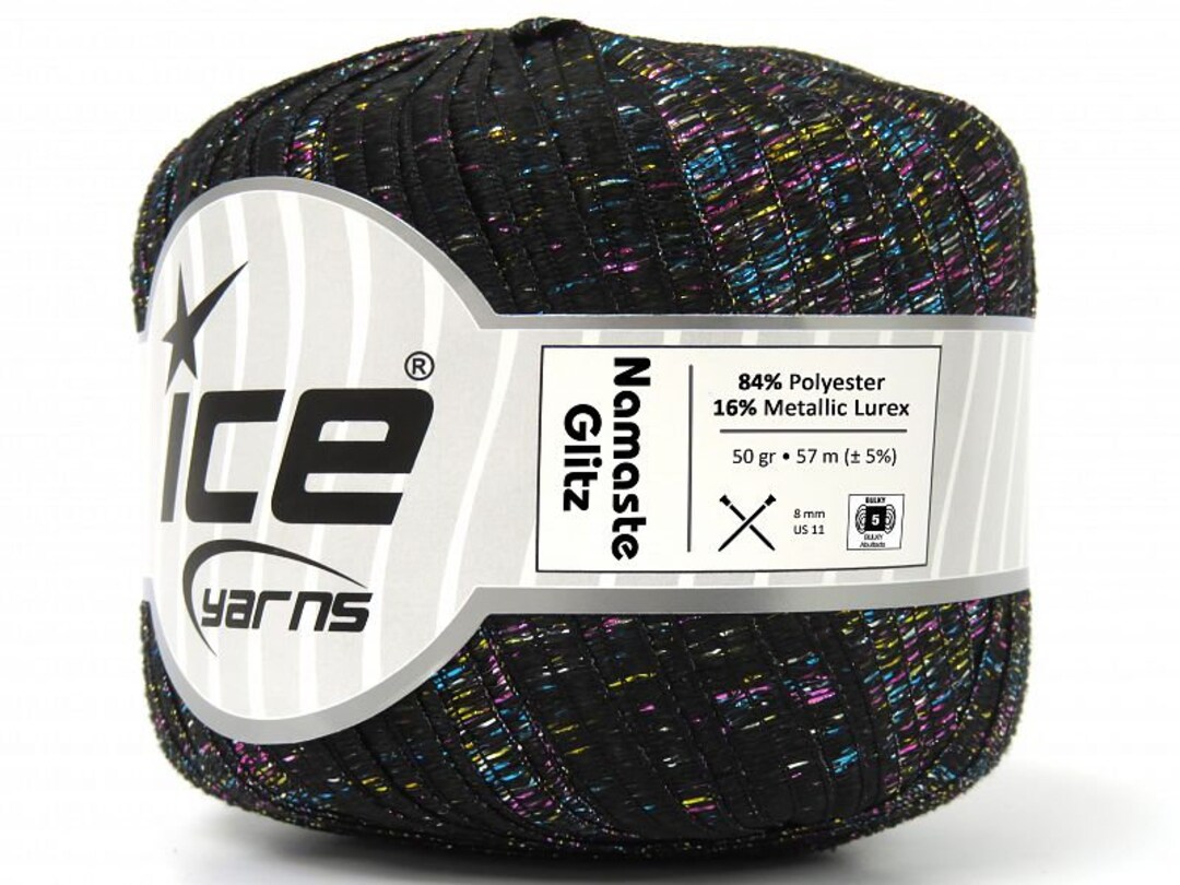 Ice Yarns Namaste Ribbon Yarn - Rainbow Prism Polyester 50g/46m 1/4 Inch Wide Knitting Yarn