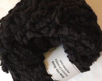 Crystal Palace Poof #3614 Black Puff Eyelash Yarn 50 Gram 47 Yards Supersoft Nylon Super Bulky