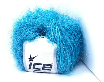 Sparkle Soft Turquoise 68486 Ice Yarn Metallic Lurex Nylon Eyelash Yarn 50g 153y