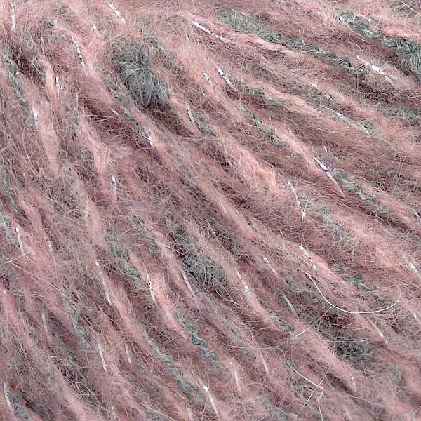 Pink Grey Twist and Slub Yarn with Hint of Metallic Silver - Acrylic Wool Polyester Metallic Lurex Blend 1.76 oz (50 grams) 114 yds (105 m)