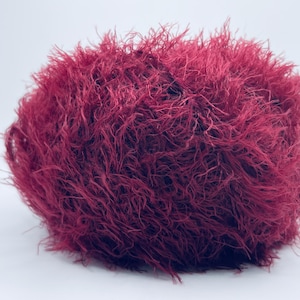 Techno Burgundy 83441 - Ice Eyelash Yarn - Super-Soft Eyelash Yarn 100% Polyamide (Nylon) 50 Gram 164 Yards