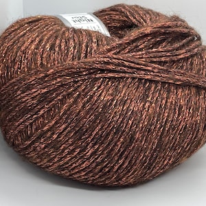 Copper Brown Night Star 67958 Ice Yarns DK Weight Metallic Chainette Wool Blend Yarn 50 Grams (1.75 ounces) 200 meters (218 yards)