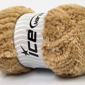 Light Brown Panda Fuzzy Plush Yarn 100 Gram, 87 Yards Ice 58816 Short Eyelash