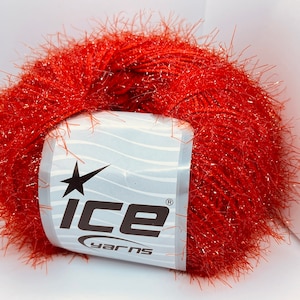 Sparkle Soft Red 68485 Ice Yarn Metallic Lurex Nylon Eyelash Yarn 50g 153y