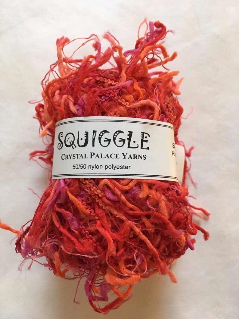 Pink Pig-Tail Eyelash Carry-Along! Crystal Palace Yarns Squiggle #2265 Fuchsia