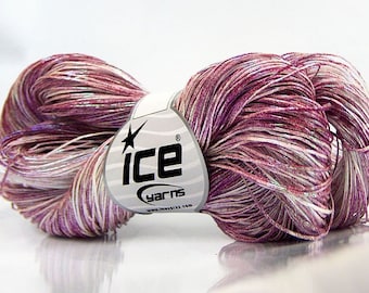 Hilo de algodón metalizado con pintura en aerosol color crema rosa baya 68169 fino, peso deportivo, alto brillo, 100 gr 306 yardas, perfecto para collares de fibra y accesorios de noche.