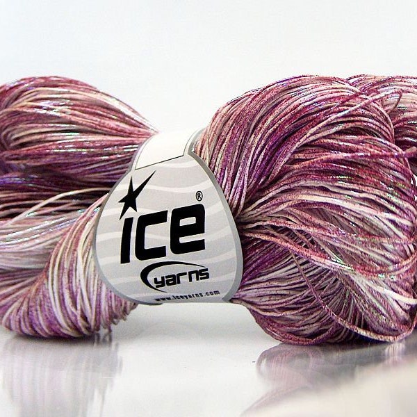 Berry Pink Cream Spray Paint Metallic Cotton Yarn 68169 Fine, Sport Weight High Shine 100 gr 306 yds Perfect for Fiber Necklaces & Evening
