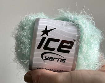 Polar Soft Mint Green Ice Yarns #58117 Nylon Puffy Long and Short Eyelash Novelty Yarn - 50 grams (1.76 oz) 55 meters (60 yds)