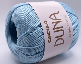 Circulo Duna #2012 Azul caramelo - Hilo de algodón mercerizado 100%, grosor DK, 100 g, 186 yardas
