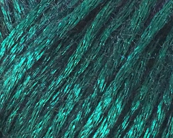 Rock Star Emerald Green Metallic Sheen, Black, Soft Nylon, Merino Wool, Acrylic Blend Yarn, 50 Gram 125 Yards, #51555 Ice