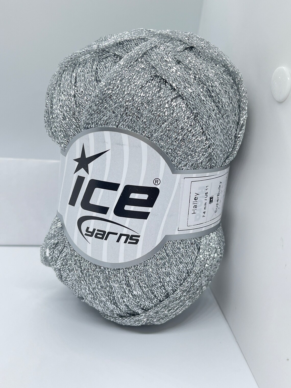 Halley Silver 80549 Ice Yarns Metallic Lurex Glitter Tape Ribbon Yarn ...