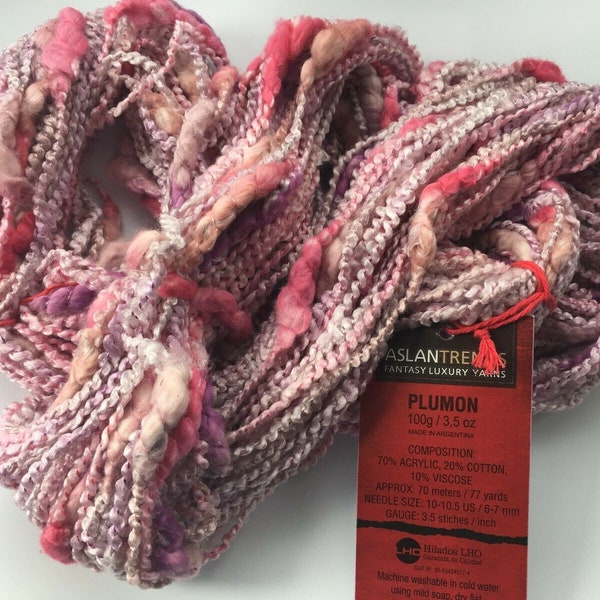 Aslan Trends Plumon #1443 Pinks Lilac Off-White Cotton Acrylic Bulky Thin Thick 100 Gram 77 Yards