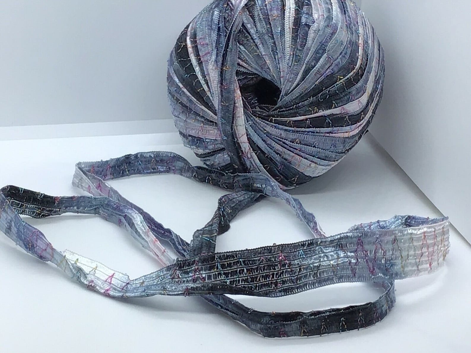 Tinkerbella Berlini Wide Ribbon Yarn #70 Cauldron - Greys, Black, White ...