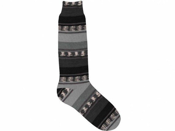 100 Gram Super Sock Yarn #41774 Greys Black White Self-Patterning Superwash Wool