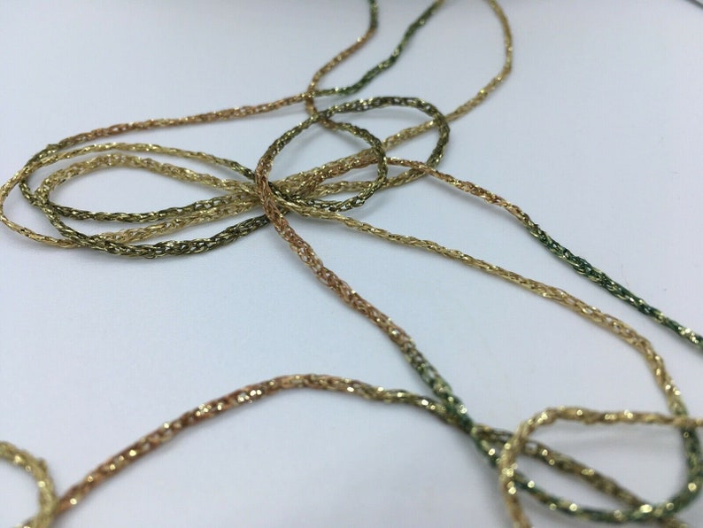 25 grams 114 Yards Made in Japan Hamanaka Actress Lam\u00e9 Yarn #3 Green Brown Gold Rich More Fine Weight Sparkly Poly Acrylic